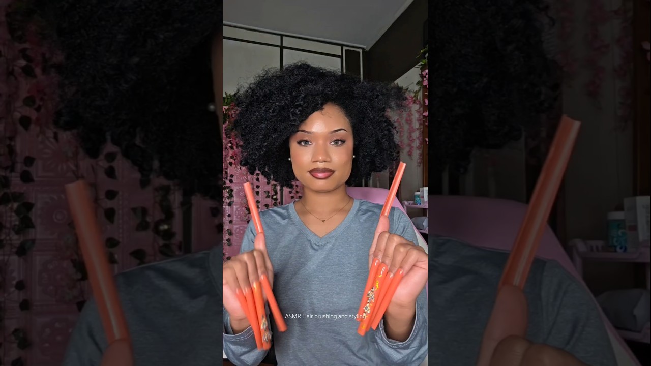 ASMR Hair brushing and styling 😳😱 #hairstyle #tutorial #hair #asmr  #shorts #hairtok #fast