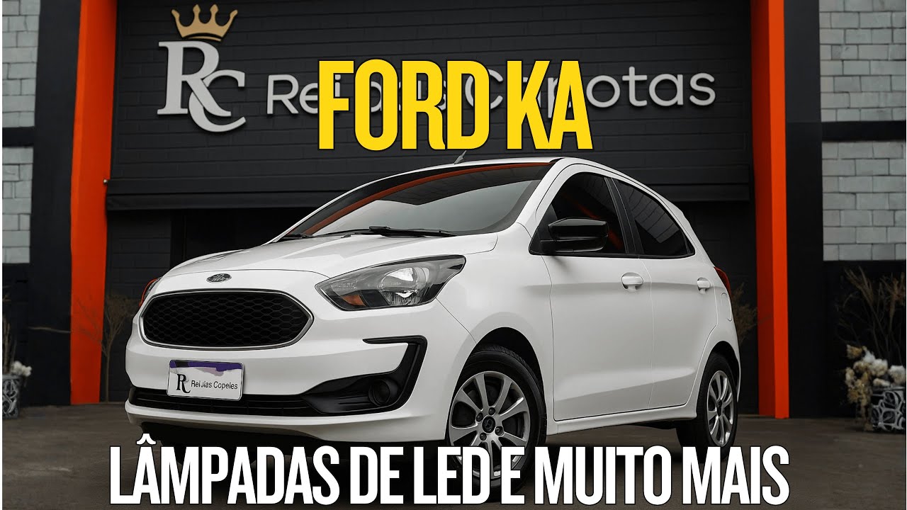 FORD KA Instalamos Lâmpadas de Led Farol de Milha Câmera de Ré Envelopamento da Grade e Muito Mais