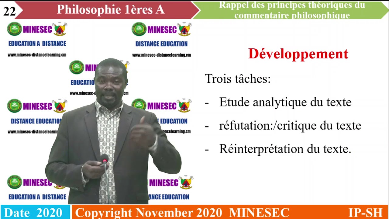 IP-SH Philosophie 1ères A Leçon 6 Rappels des principes theoriques du commentaire philosophique