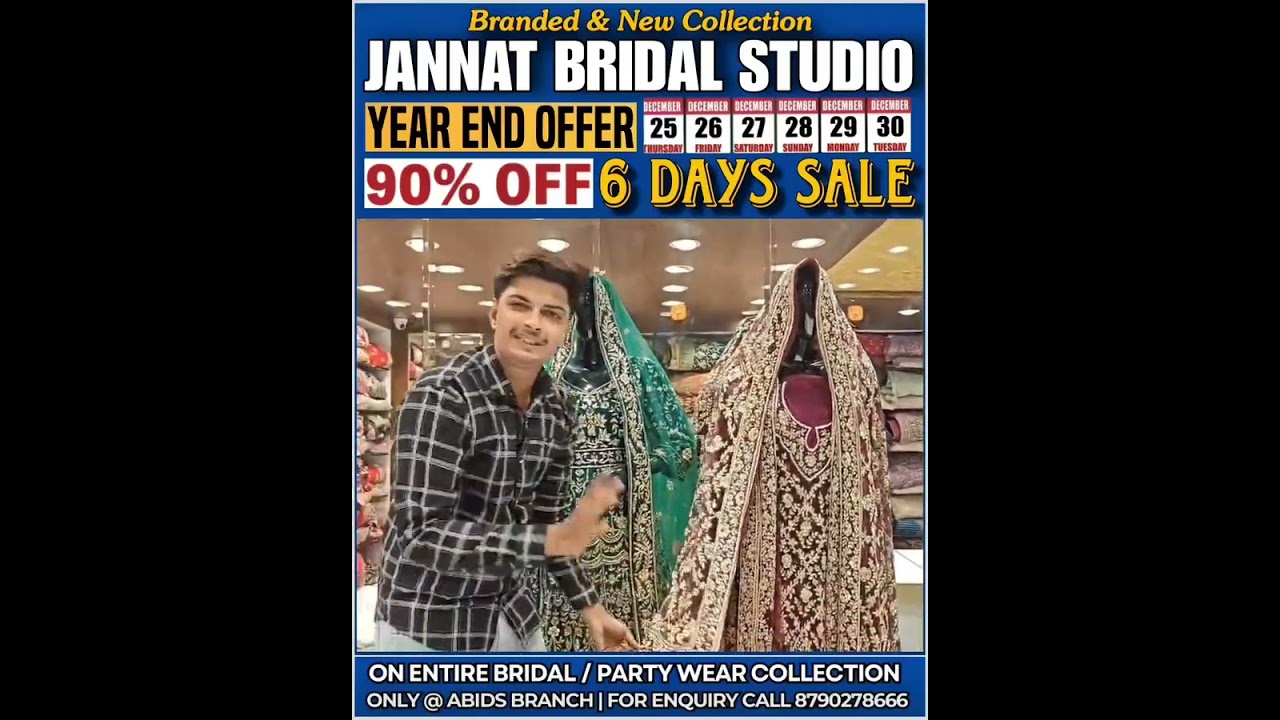 90% OFF ENTIRE STOCK +918790278666 😍 Wedding Vibes ❤️ with@jannat_bridal_studio_abidsNew Arrivals 😍