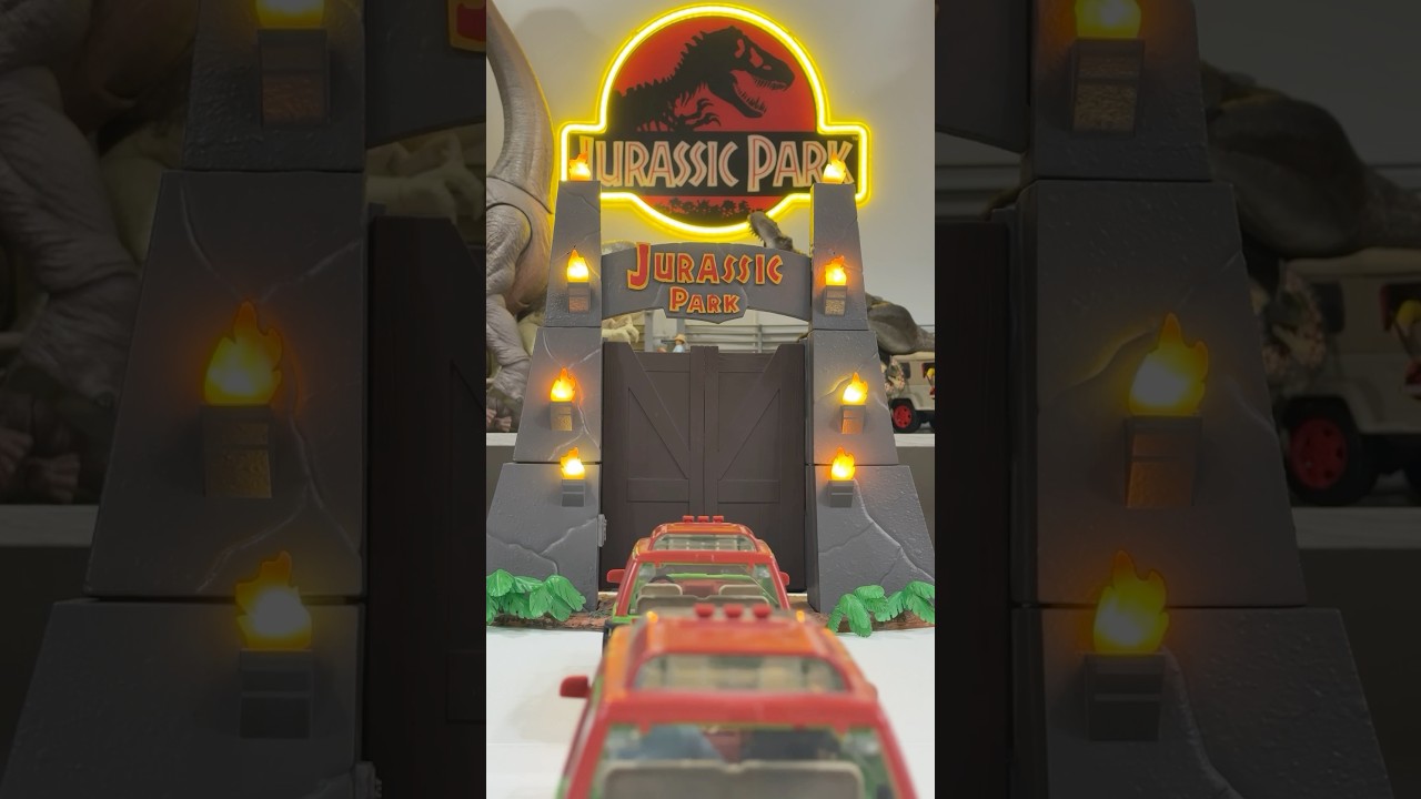 OPEN THE GATES! 3D-printed Jurassic Park Gates with Flames by @jurasshole | CollectJurassic.com