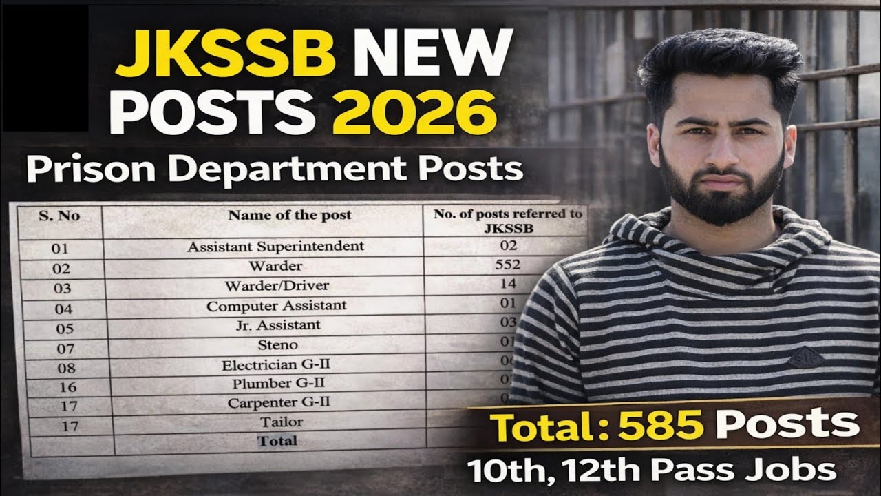 JKSSB New Posts 2026 🔥- Prison Department 585 Jobs | JKSSB New Upcoming Posts | JKSSB 10th Pass Jobs