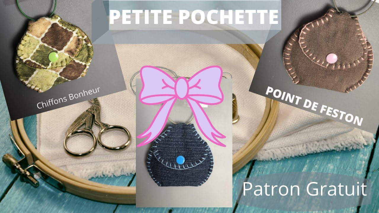 petite pochette facile porte clé avec technique broderie, matelassée et doublée