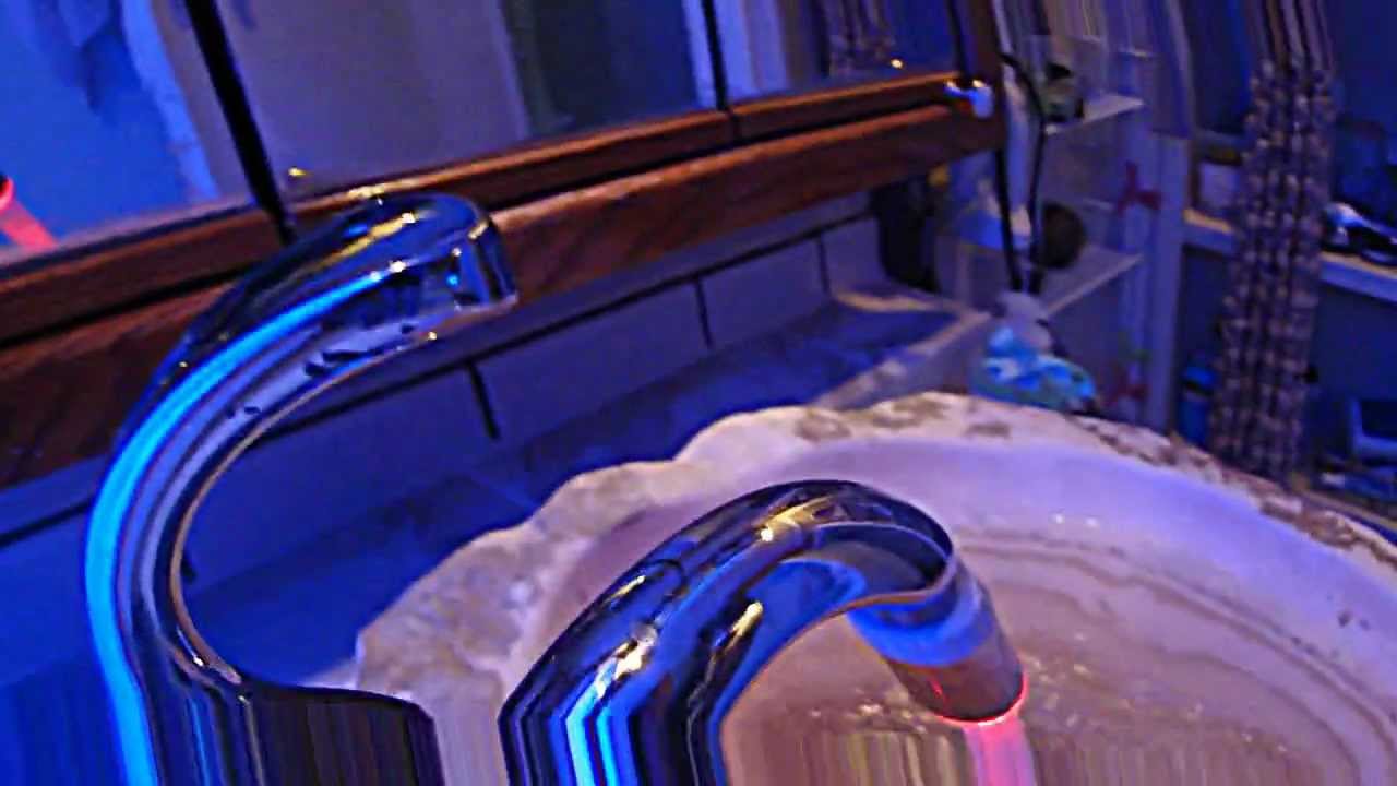 Cool Onyx Sink With LED Color Changing Faucet Solid Stone