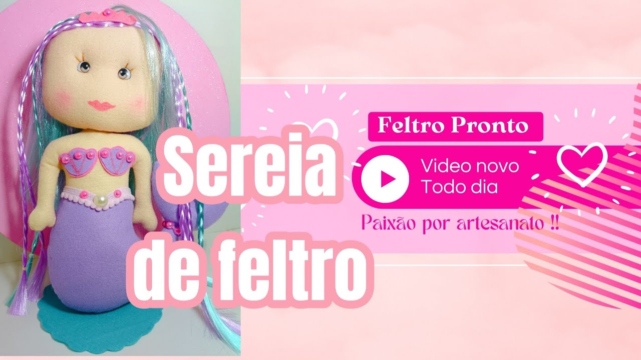 Como fazer sereia de feltro, finalizando a peça par1