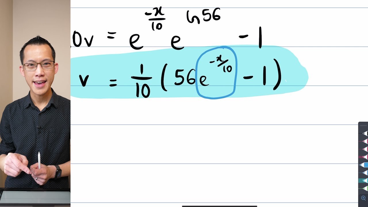 Horizontal Resisted Motion (2 of 3: Velocity in terms of displacement)