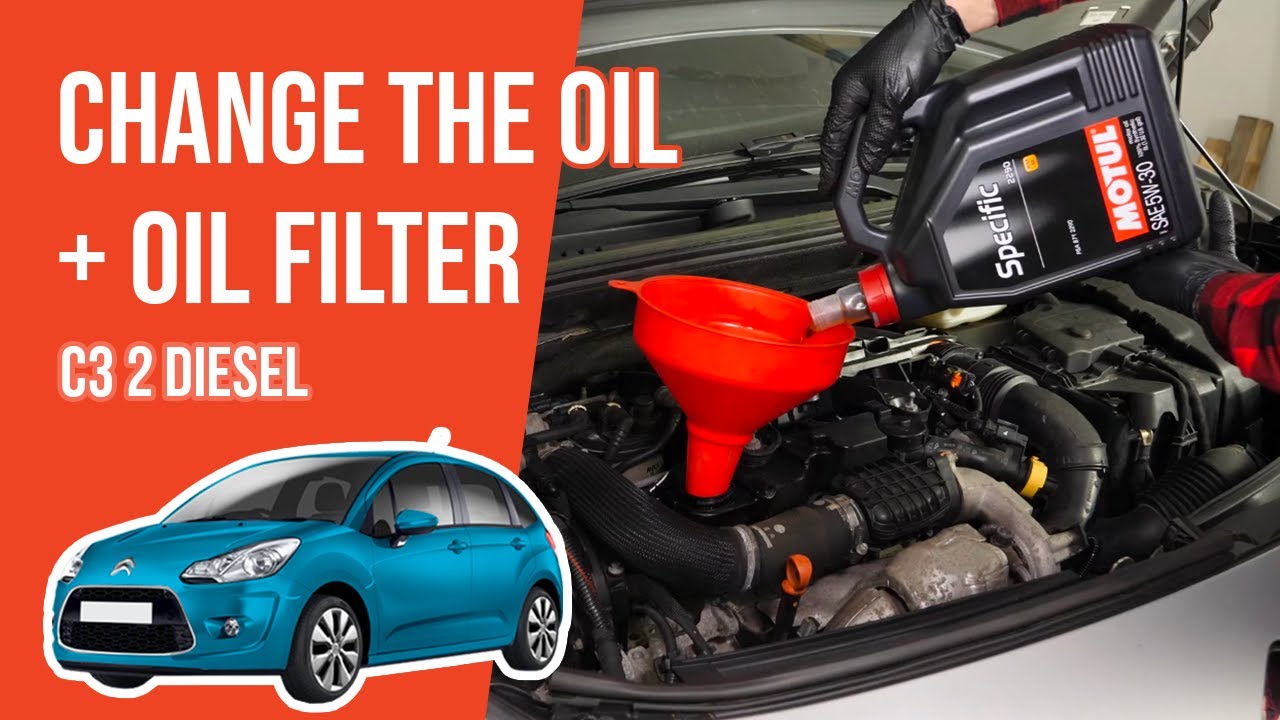 Change the oil and the oil filter Citroën C3 mk2 1.4 HDI 🛢