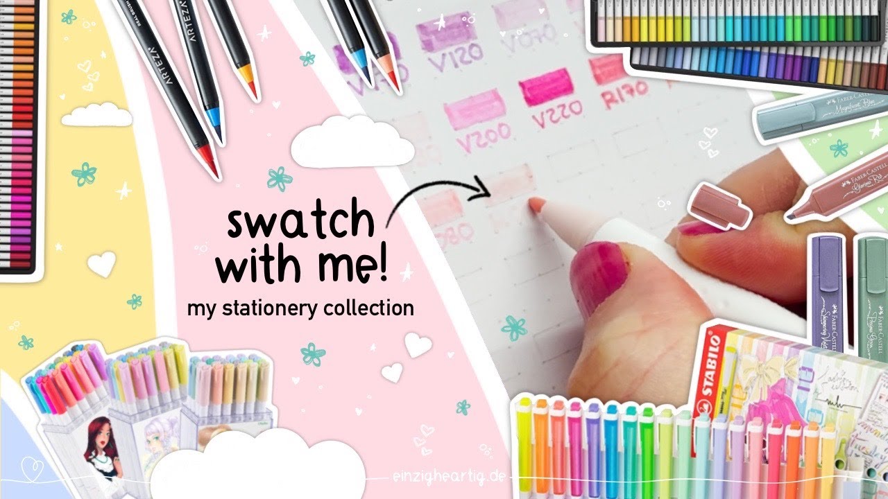 Swatch mit mir alle meine Bullet Journal Stifte: BuJo Brush Pens, Fineliner & Marker für Journaling