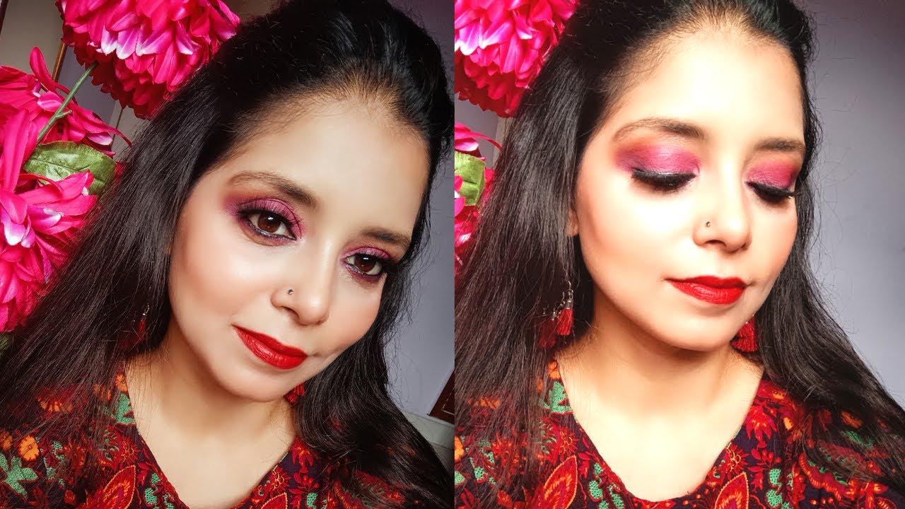 Maroon monochrome makeup | step by step Makeup Tutorial 4 Beginners-Affordable Makeup|   Aarti's art