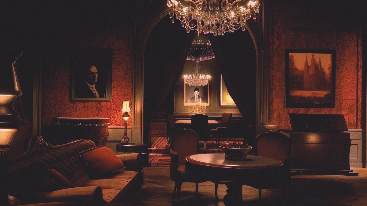 1940s slow vintage jazz with cozy rainy ambience
