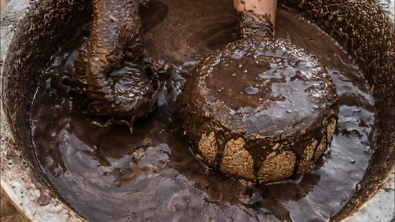 New🔥bombastic gritty charcoal with white stones water crumbling&dipping/ dry floor oddly satisfying