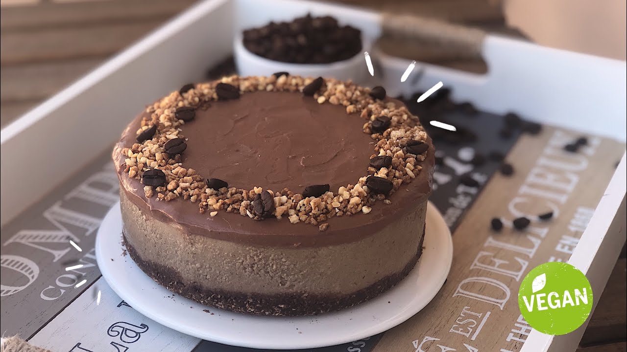 TARTA DE CAFÉ Y CHOCOLATE vegana y saludable | sin horno