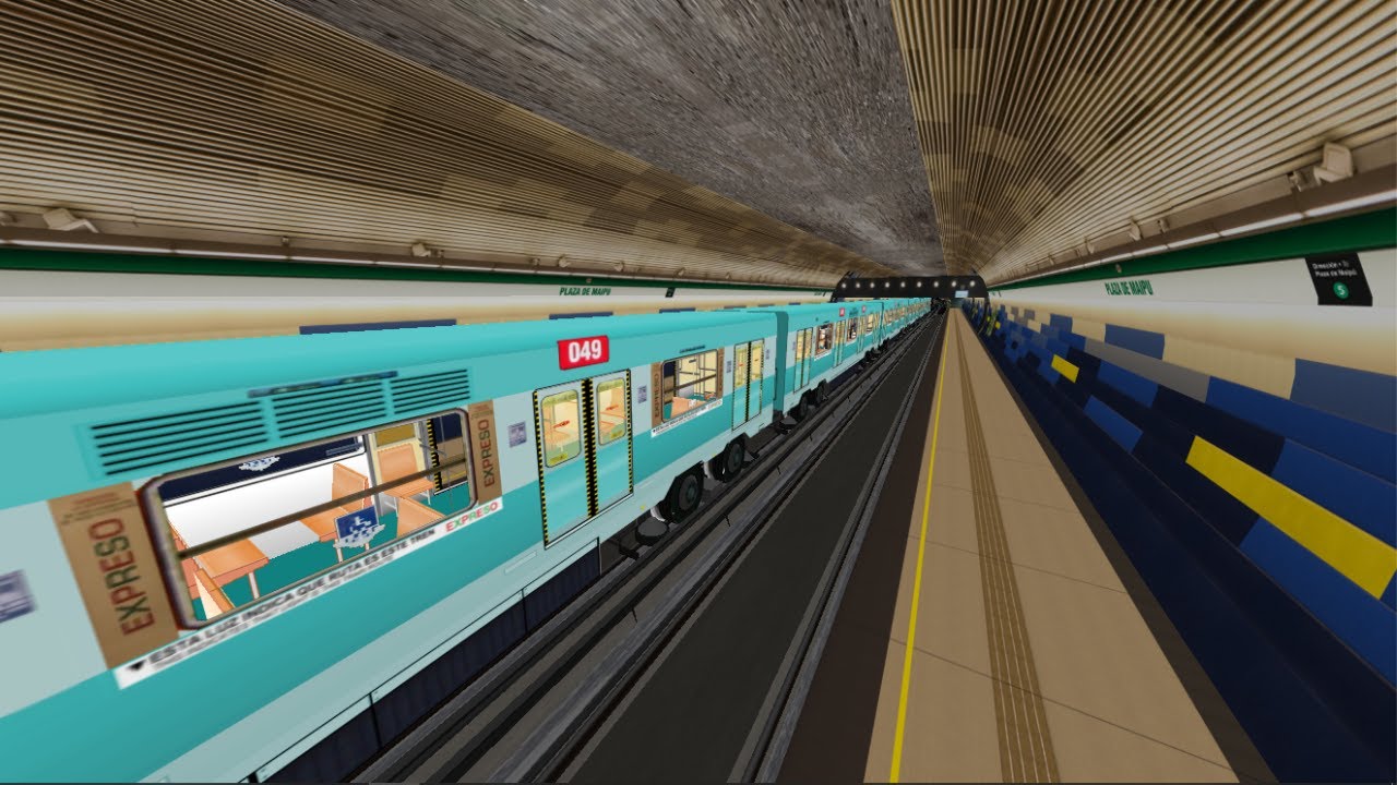 Tren NS-74 Ruta Verde en L&iacute;nea 5 | Plaza de Maip&uacute; - Lo Prado | OpenBVE - Metro de Santiago
