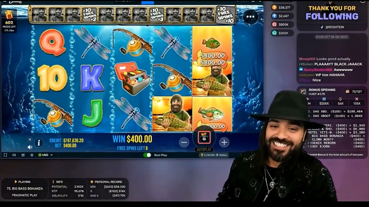 ROSHTEIN RECORD WIN $204 000 00 ON BIG BASS BONANZA