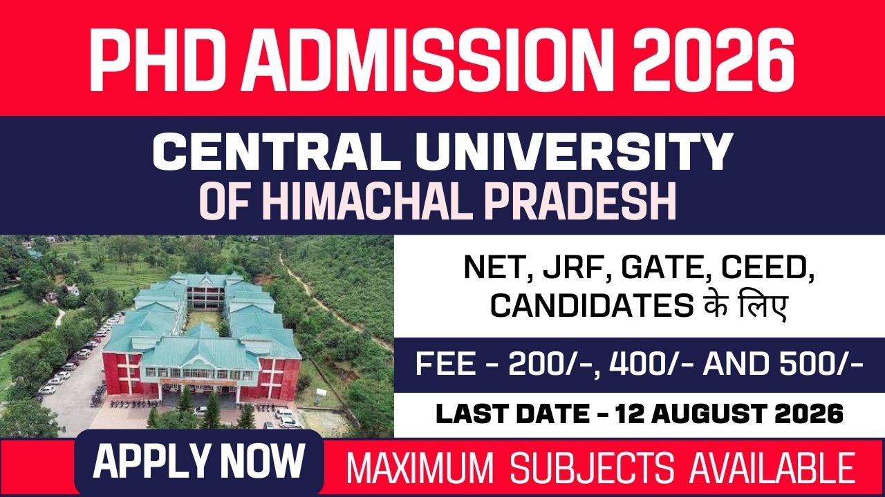 New PhD Admission 2026 | Central University of Himachal Pradesh | CUHP | Apply Now