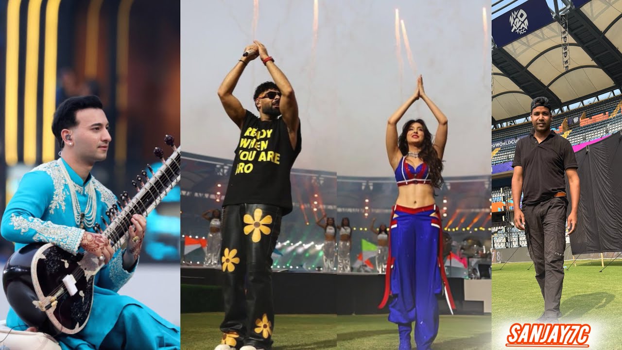 ICC men’s t20 open ceremony Nora fatehi & Badshah & Rishi Sunak & Indian & bharat natyam wankhedam 