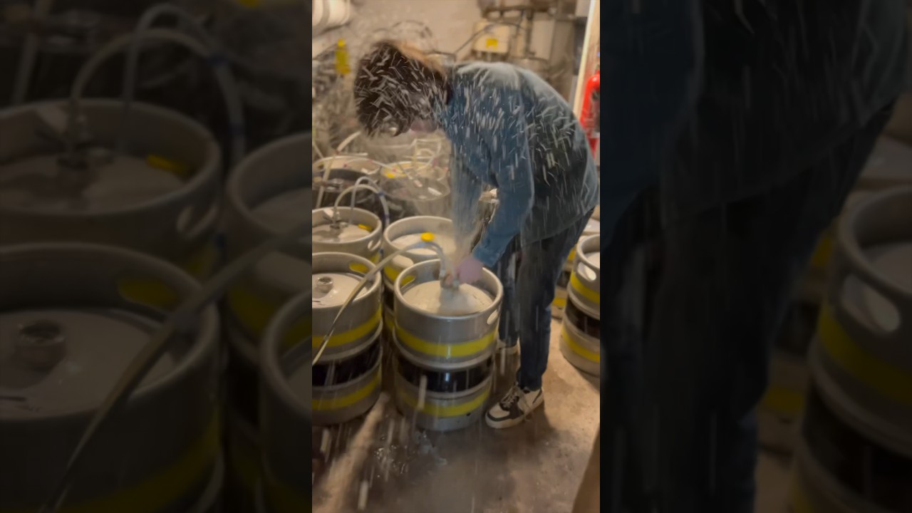 Change a keg with us 💦 | #shorts #beer #howto #accident #mistake #thejamfactory
