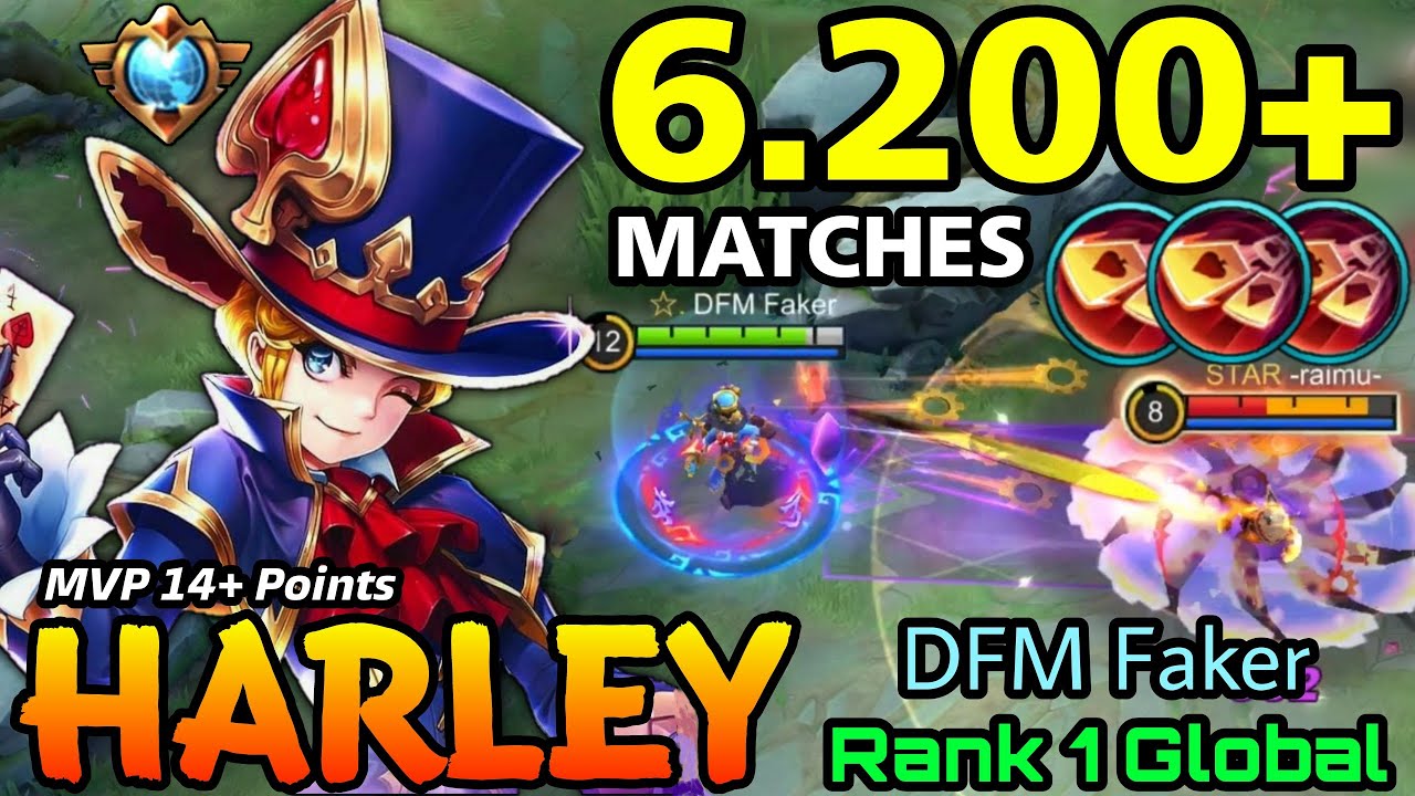 6,200+ Matches Harley MVP 14 Points - Top 1 Global Harley DFM Faker - MLBB