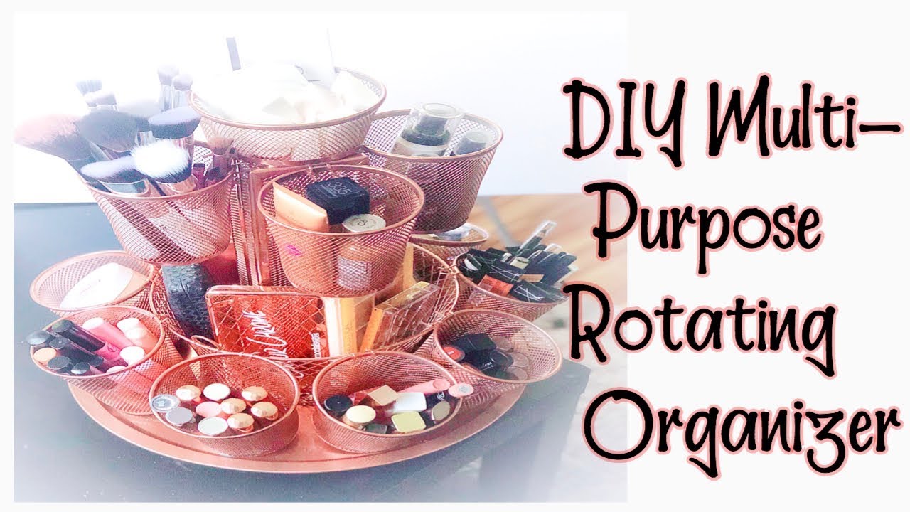 DIY Multi-Purpose Rotating Organizer/Make-up Organizer/Using Dollar Tree Items/