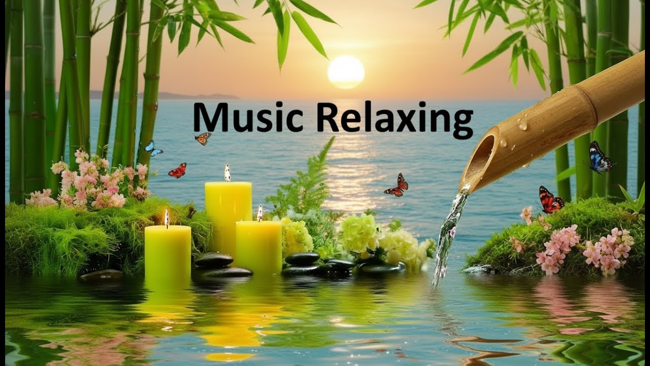 Bamboo Water Sounds + Relaxation Music Calm Music Relax Mind Body, Deep Sleeping, Study Music