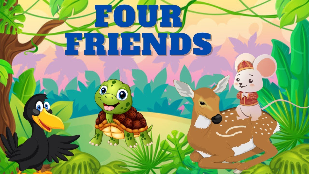 The four friends and the hunter|learning story for kids|bedtime story for kids