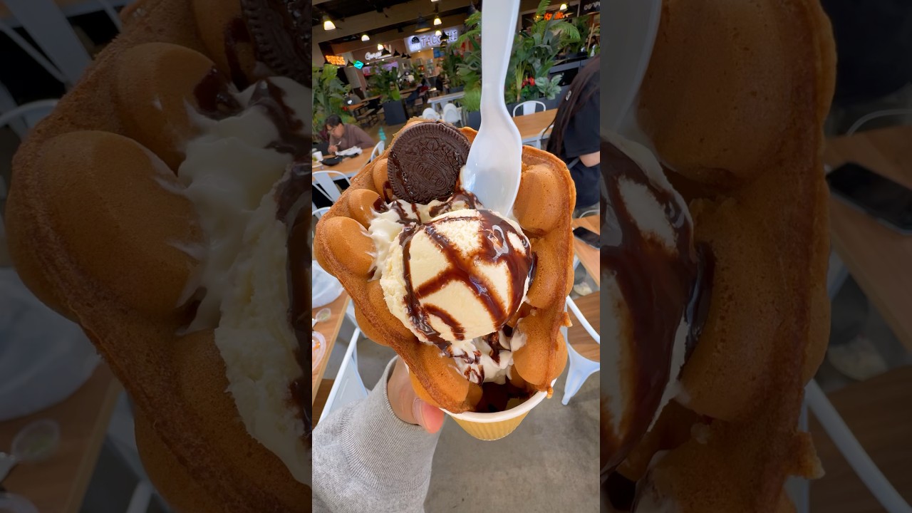 Have you ever tried a bubble waffle ice cream before? #bubblewaffle #icecream