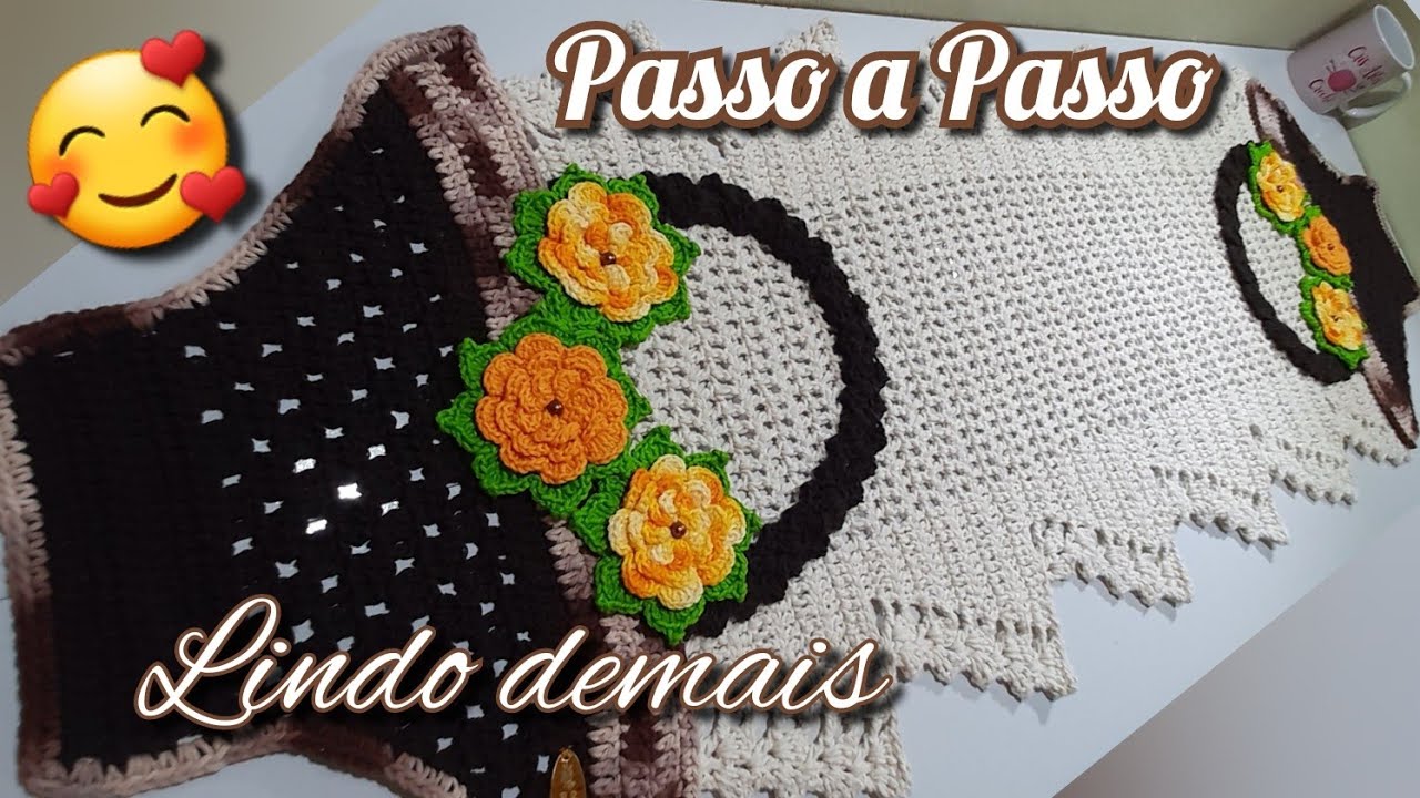 🌻Trilho de mesa Cesta de flores 🌻Passo a Passo bem fácil de fazer /@CrisArtesCroche