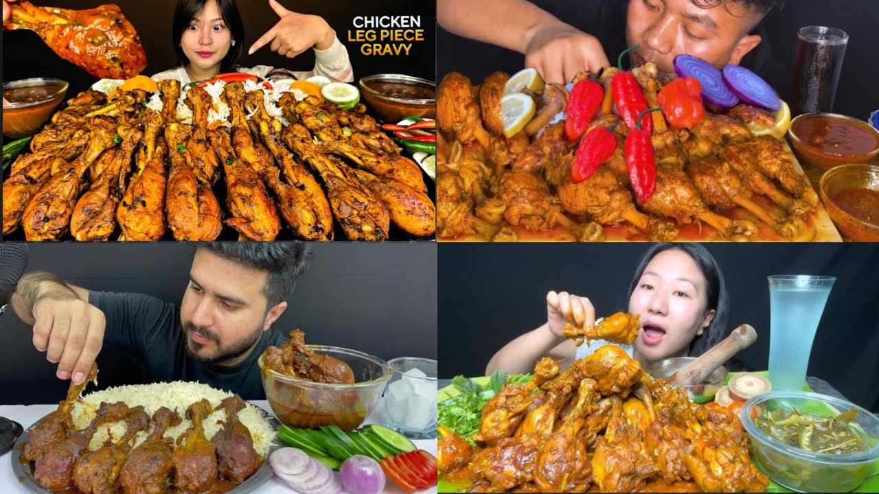 Eating spicy🔥🥵chicken leg curry with basmati rice🤤 Bigbites mukbang asmr