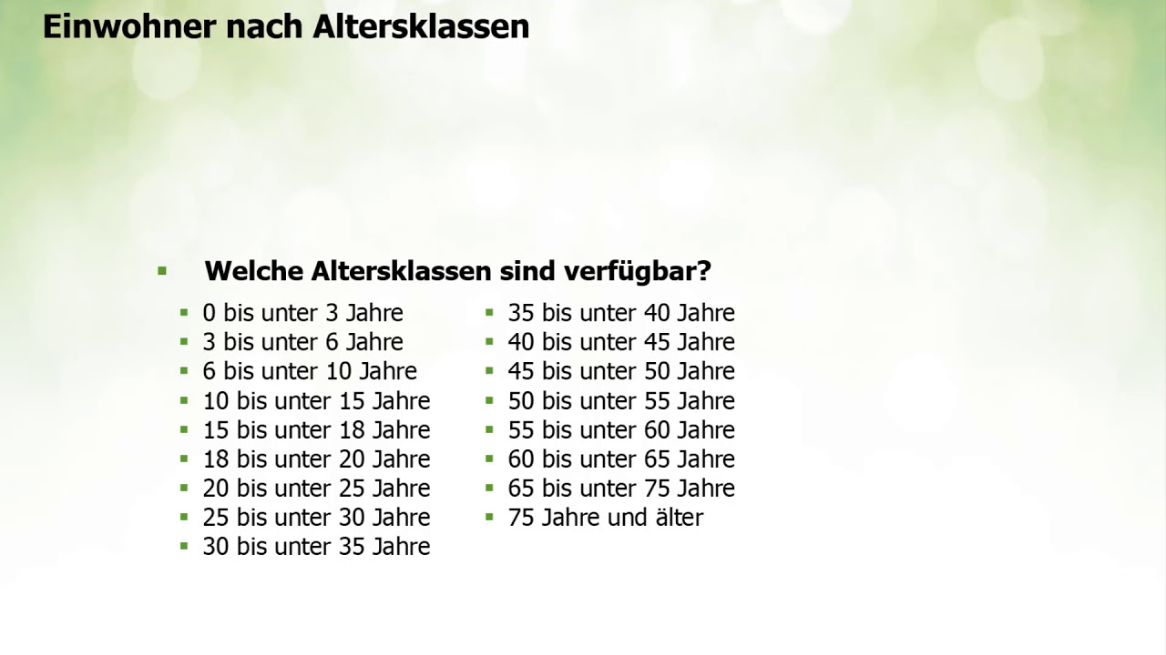 Einwohner nach Altersklassen