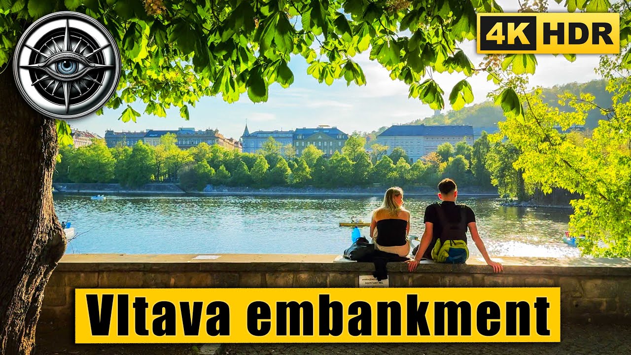Stunning Prague Walk | Vltava River Views and Slavonic Island 🇨🇿 | 4K HDR ASMR