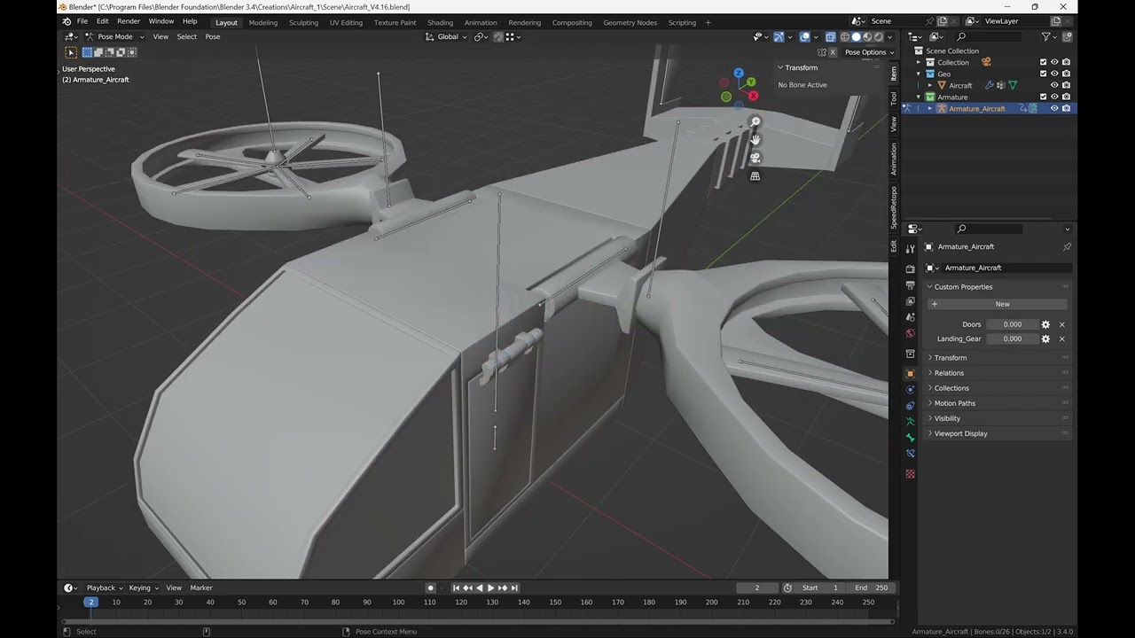 3D Aircraft Timelapse in Blender| Part 3- Rigging
