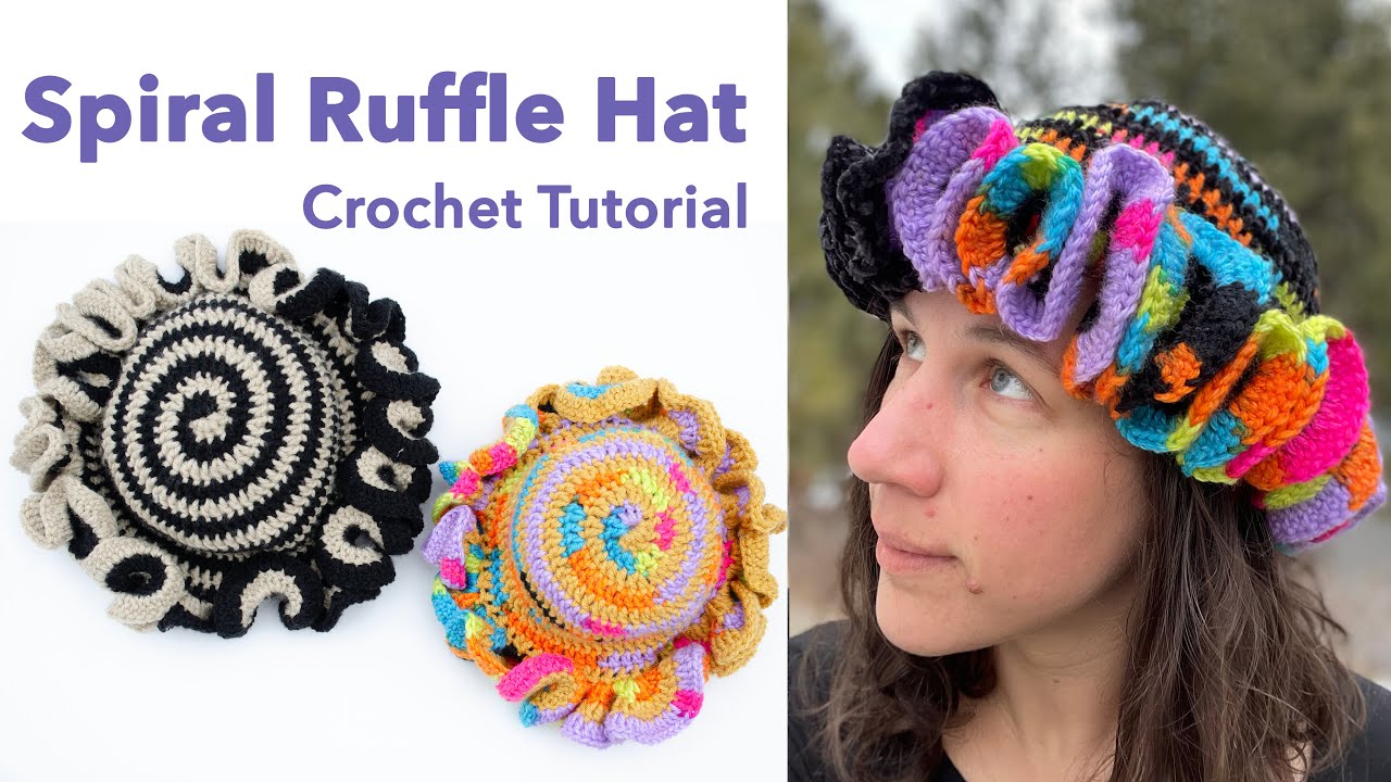 Crochet Spiral Ruffle Hat, Crochet Bucket Hat Video Tutorial