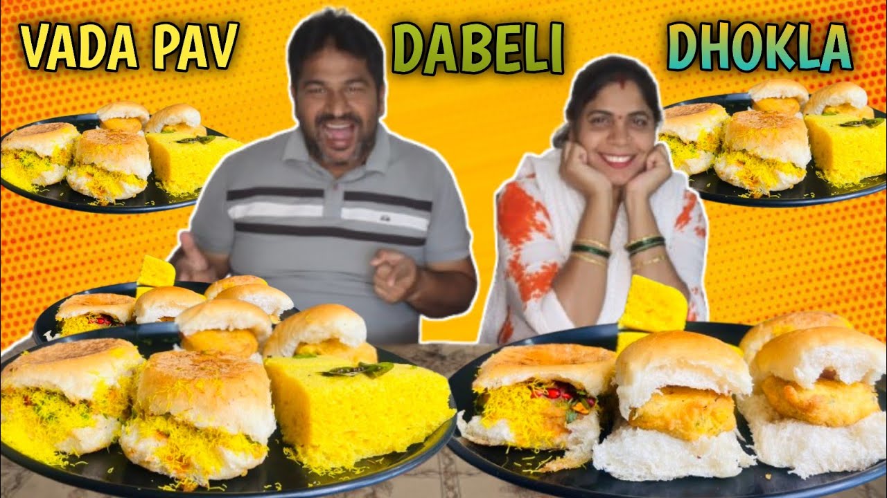 Delicious Dabeli, Spicy Vada Pav And Gujarati Khaman  Dhokla Eating Challenge | Street Food 