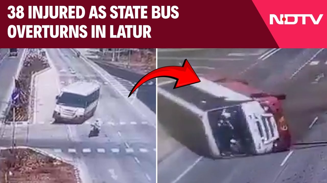 Maharashtra News | 38 Injured As ST Bus Overturns While Trying To Avoid Motorcycle In Latur