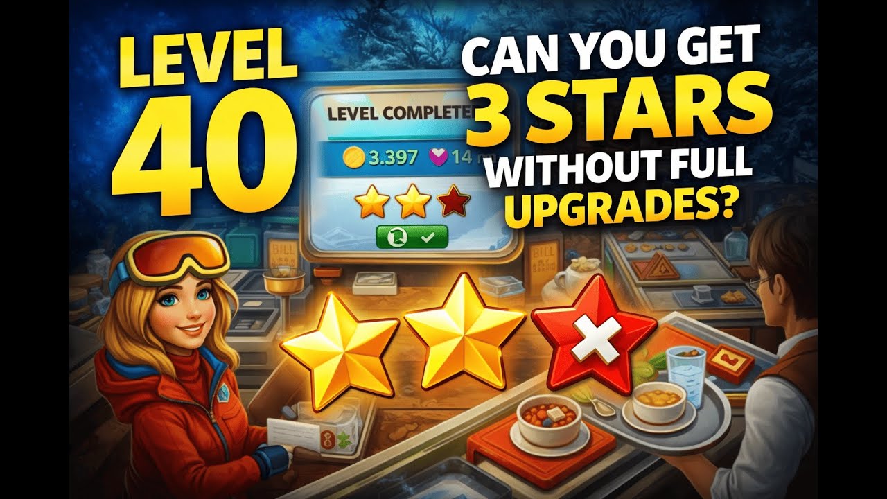 Cooking Fever Evergreen Lodge Level 40 – Can You Get 3 Stars Without Full Upgrades?
