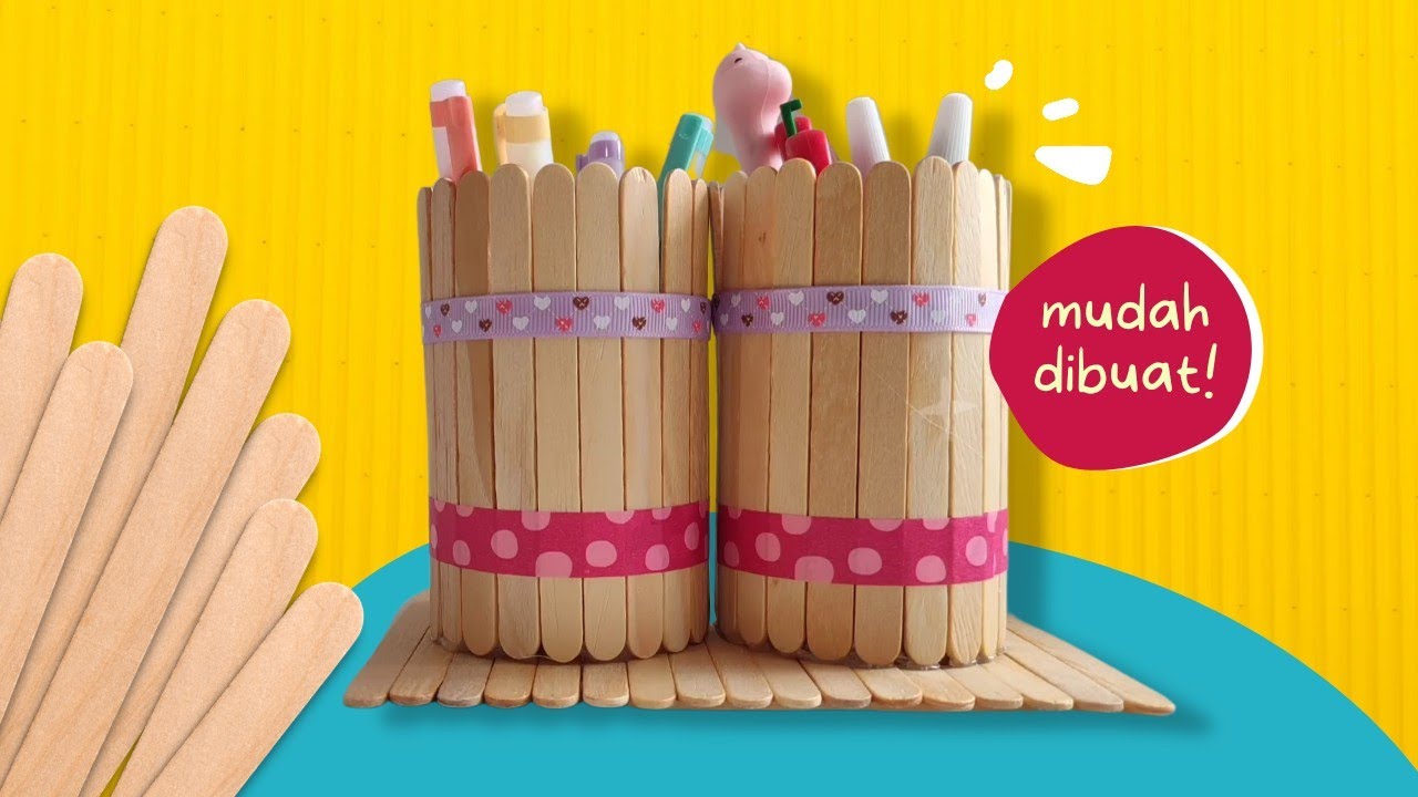 ✏️ Cara Mudah Membuat Kreasi TEMPAT PENSIL Dari STIK ES KRIM & BOTOL BEKAS