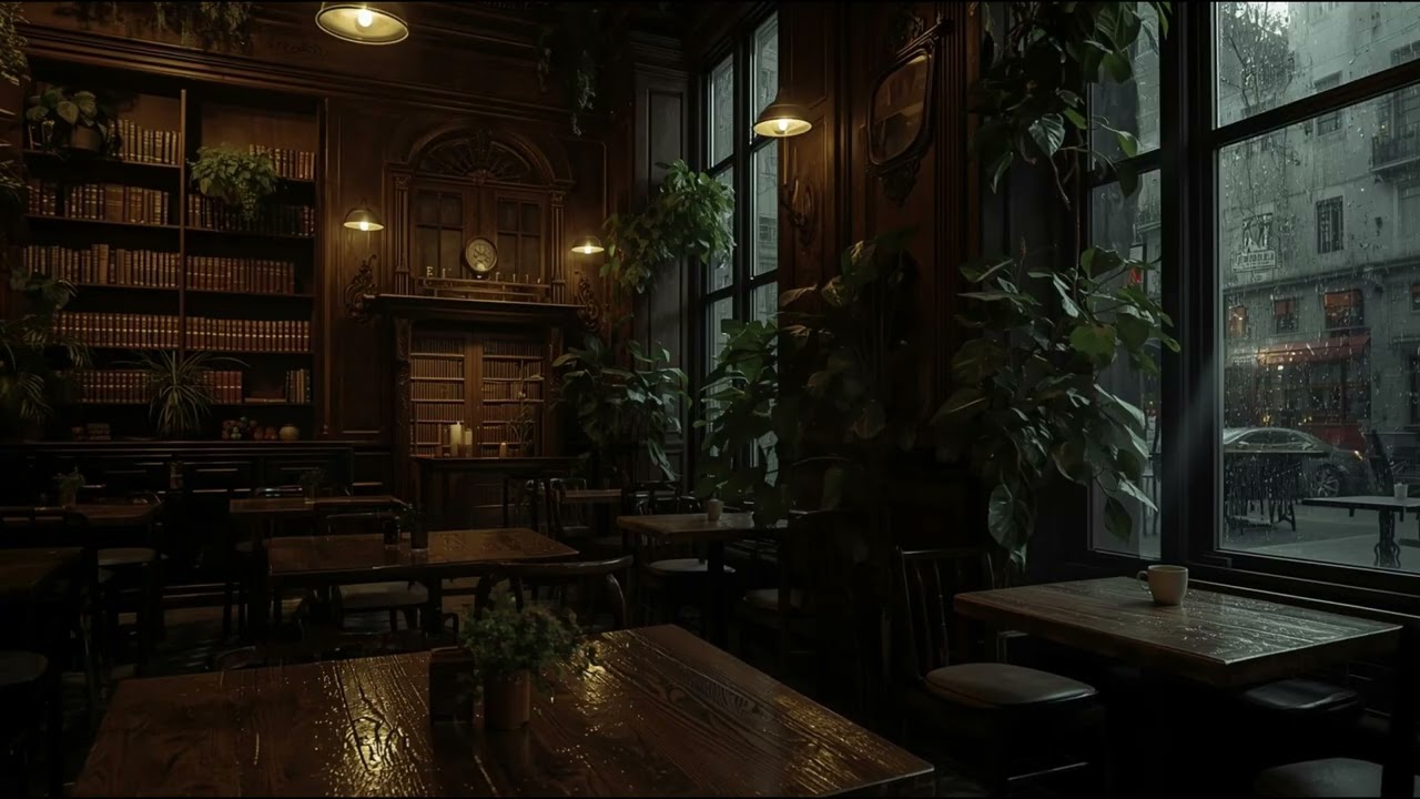 Rainy Café with Plants | Calm Ambience for Focus