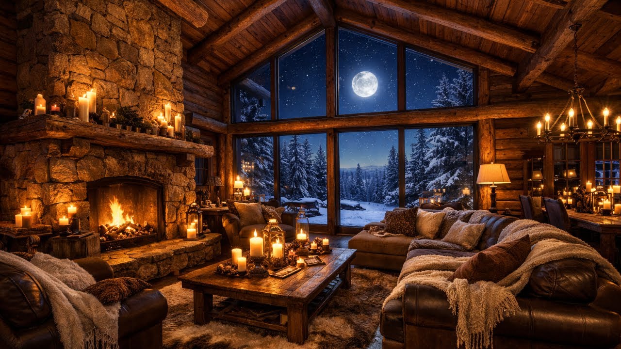 Cozy Fireplace Cabin ☕ Soft Jazz Music for Relaxing After a Long Day