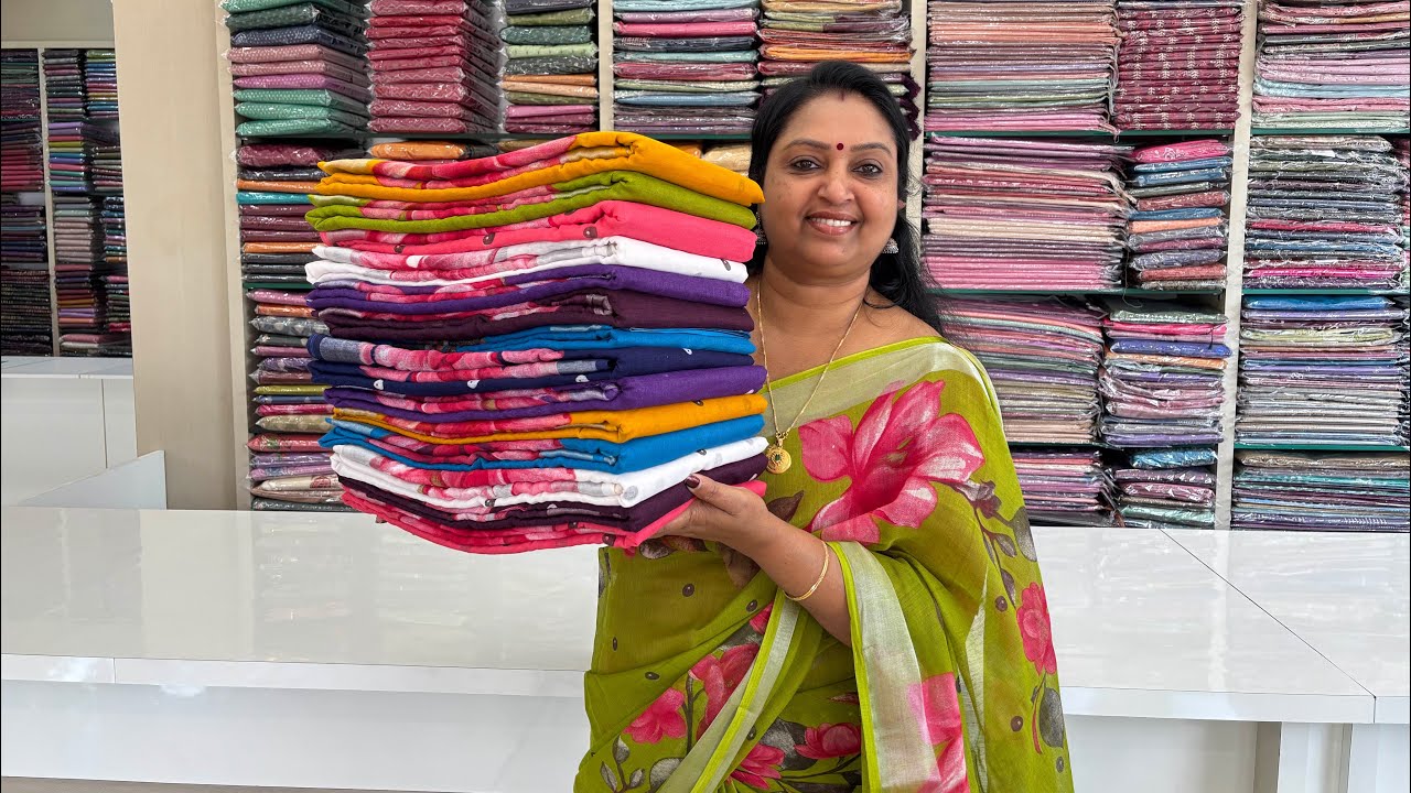 499 ആരും തരില്ല ഈ വിലക്ക് Semi Linen Flower Design സാരികൾ