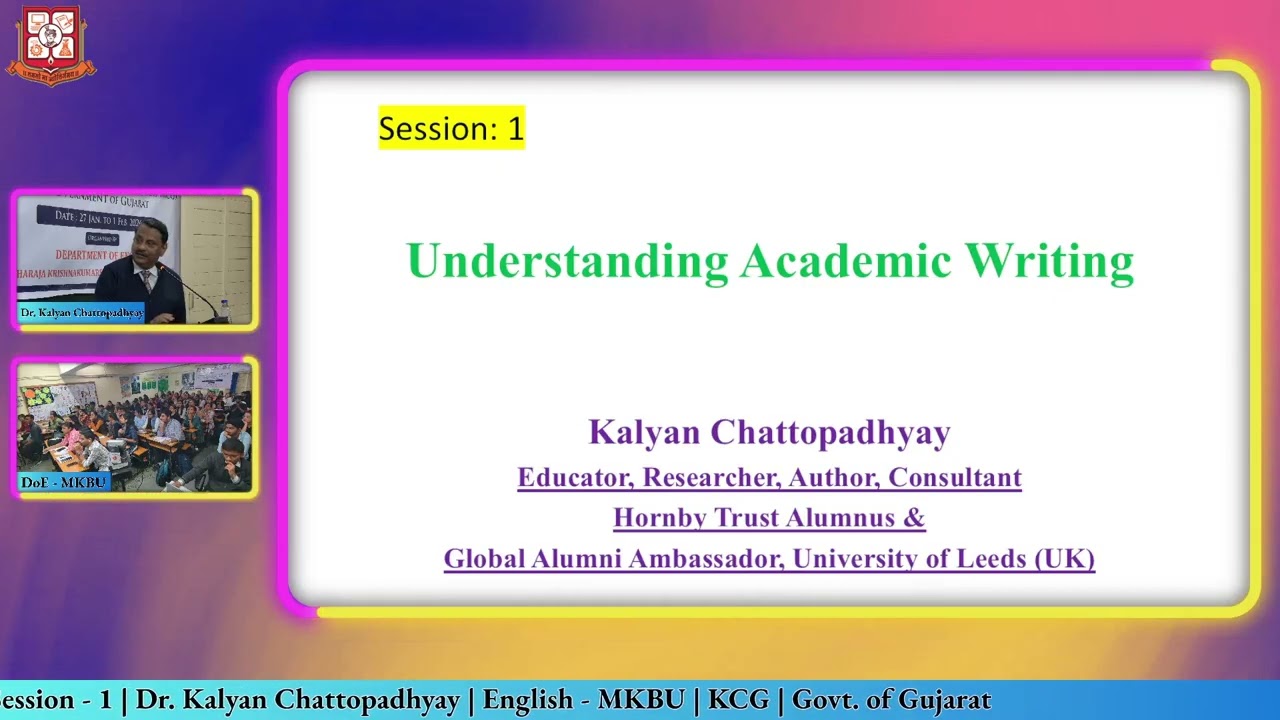 Kalyan Chattopadhyay | National Workshop on Academic Writing | English -MKBU