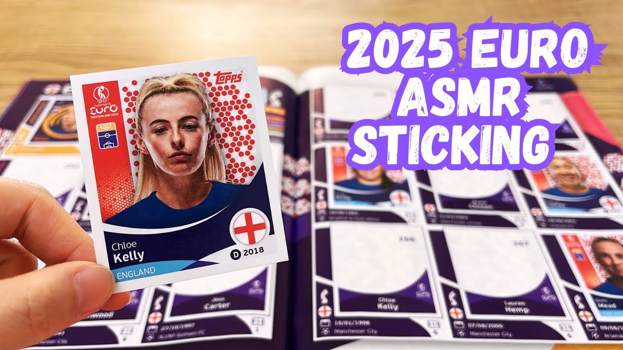Sticking 2025 Women Euro stickers to relax | ASMR | Topps Women football | no talk | Part one
