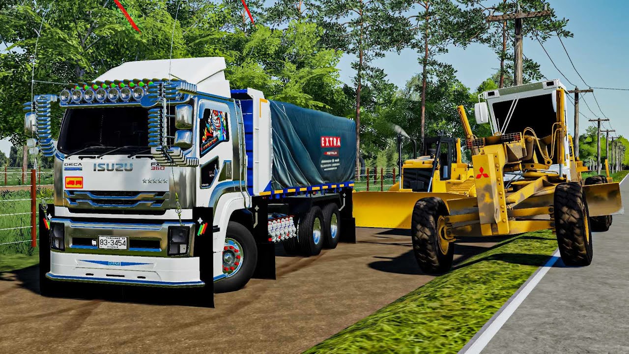 10ล้อ ISUZU 360 ทรงใต้ขนหินคลุกไปเทลาดถนนใหม่!! - Farming simulator 19