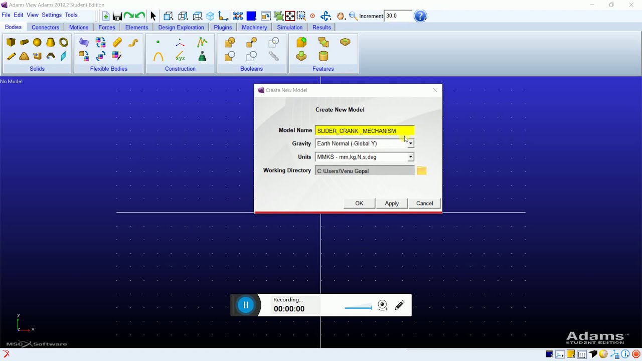 slider crank mechanism-ADAMS SOFTWARE