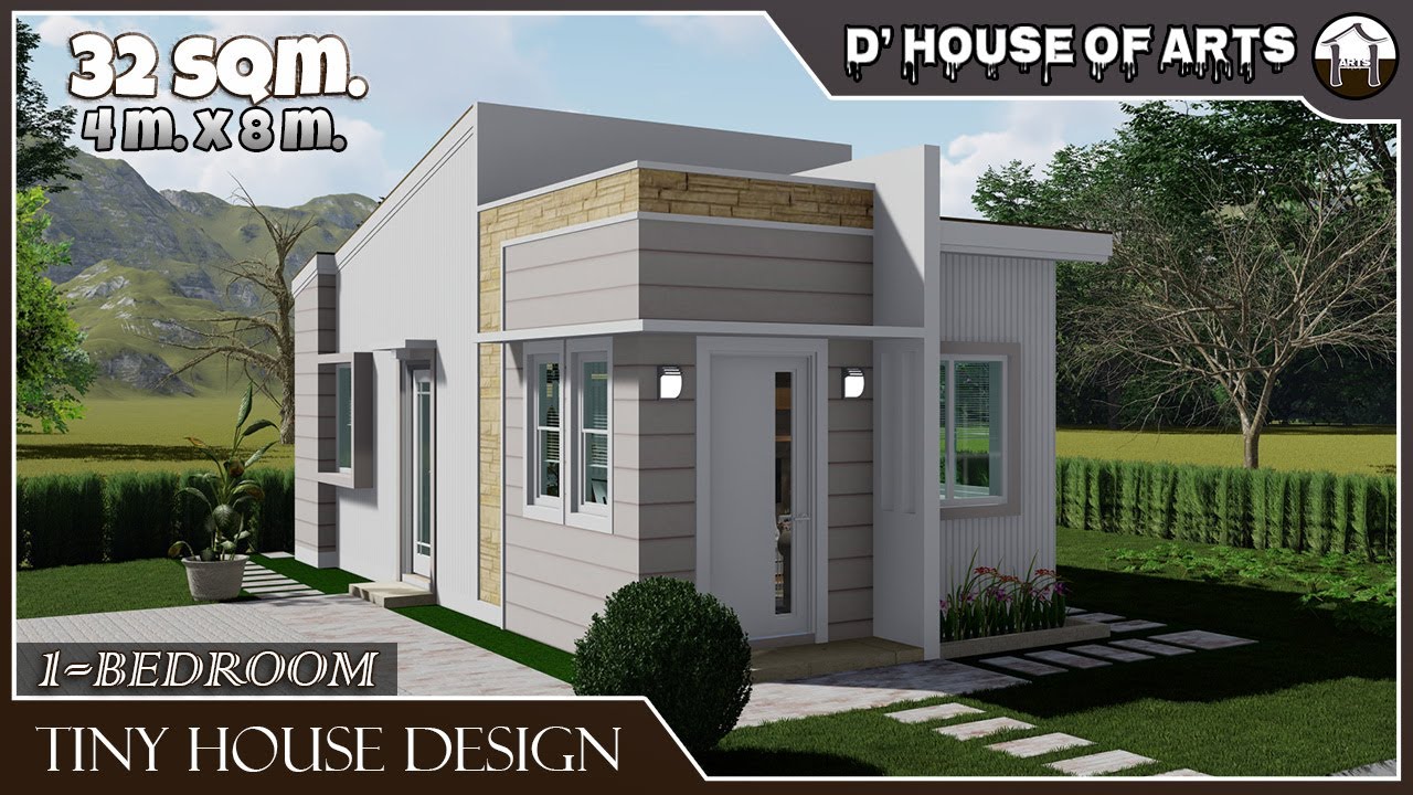 TINY HOUSE DESIGN | 32 SQM. (4m. x 8m.) | 1 Bedroom Small House Design Ideas | 1 Toilet & Bath