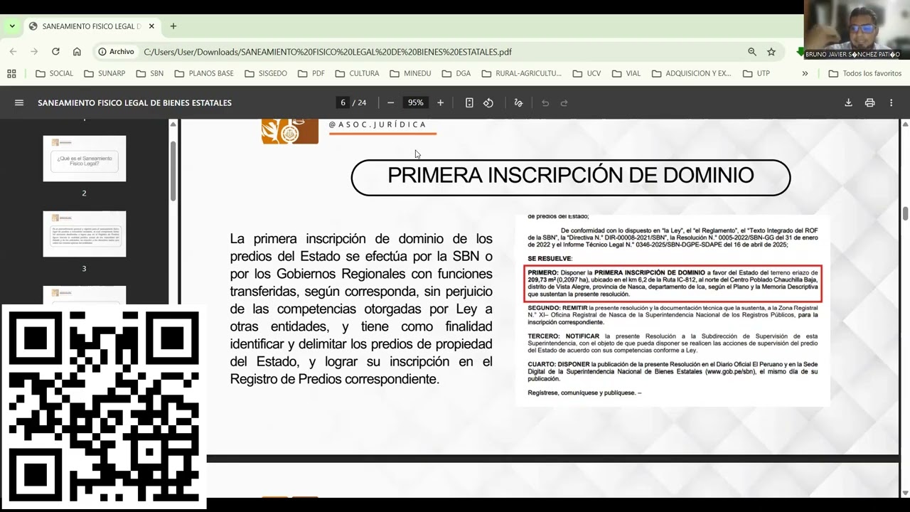 Saneamiento fisico legal de predios estatales Bruno Javier Sanch