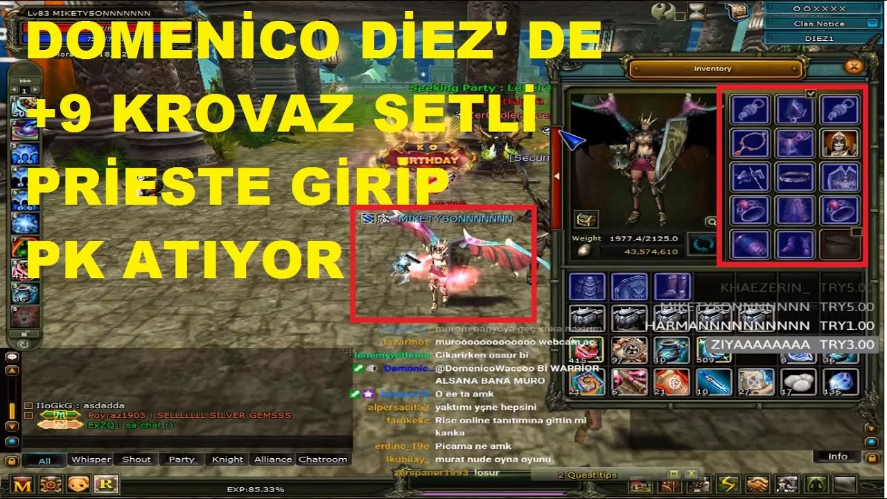 DomenicoWacco Diez' de +9 Krovaz Setli Full Prieste Girip Meleye Komut Veriyor CcC - Knight Online