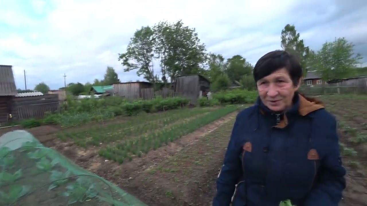 В гостях у Капитолины Васильевны. Показывает свой огород. Деревенская жизнь.