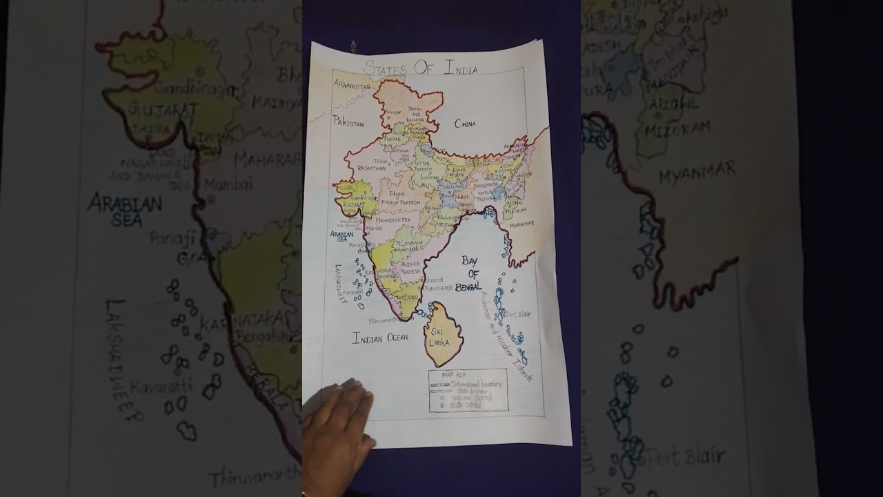 "" Drawing And Pencil Colouring Of India Map And Karnataka State Map "" 🏡🇮🇳🌞🙏🌈🌝🌌🌠