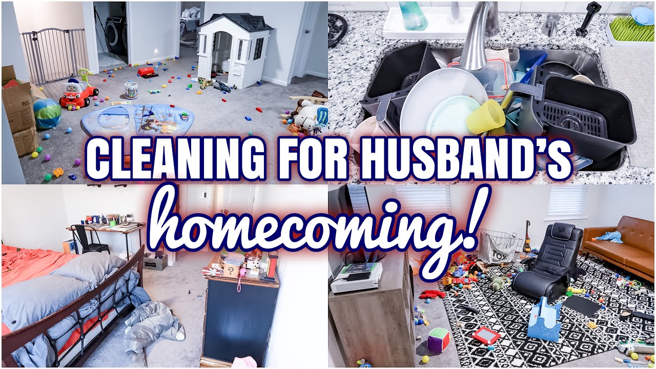 CLEANING BEFORE MY DEPLOYED HUSBAND COMES HOME! | CLEAN WITH ME 2021 | MESSY HOUSE SPEED CLEANING