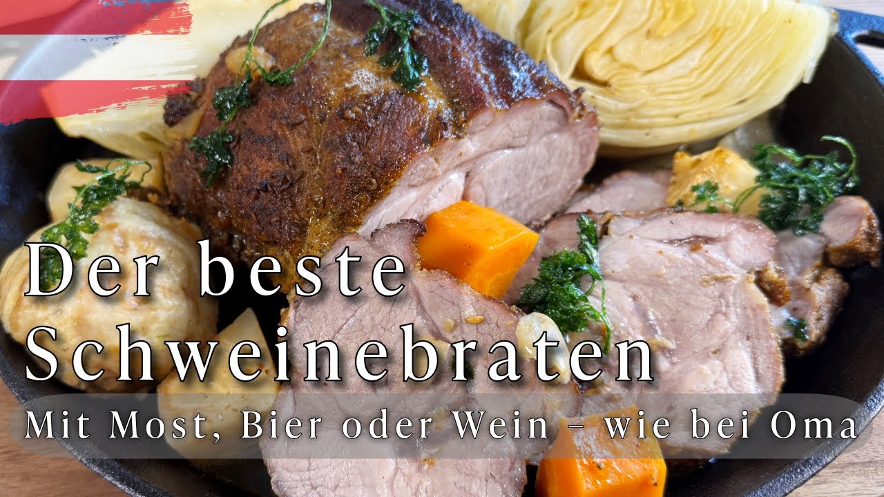 Schweinebraten im Reindl – saftiger Mostbraten mit Apfelmost / Apfelwein
